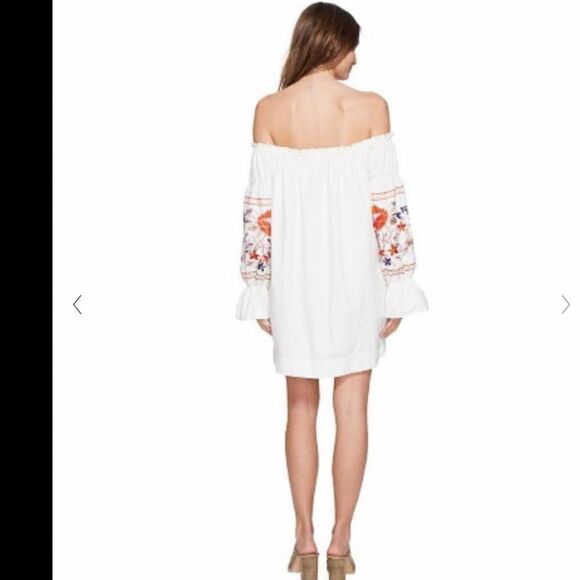 FREE PEOPLE FLEUR DU JOUR FLORAL EMBROIDERED OFF SHOULDER DRESS Sz- Xs - Picture 3 of 15
